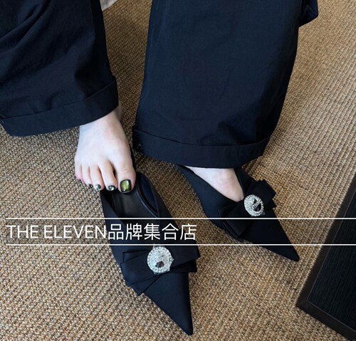 【ETHOR】26春夏设计师纯色真皮潮流鞋子黑色拖鞋