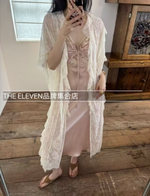ICEDUST 荷叶边长罩衫女26PF夏季新款纯色百搭夏日感开衫外套