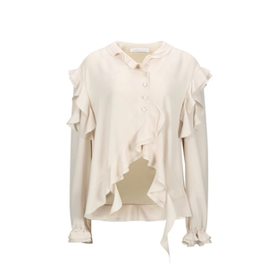 拍下改价YCH 2025秋冬新款不对称荷叶边气质褶皱衬衫上衣女