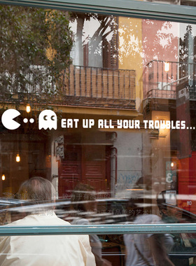 把你所有的烦恼都吃光创意英文字母玻璃贴纸镜子橱窗装饰贴字贴画