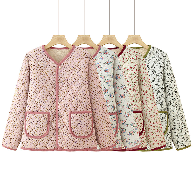 中老年女装小香风加绒加厚短款网红款棉衣外套秋冬装新款碎花棉袄,女装/女士精品,中老年女装,淘宝优惠券,粉丝福利购,淘宝优惠卷