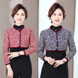 小棉衣中老年女装 加绒保暖防寒坎肩短款 上衣 护肩膀长袖 秋冬妈妈装
