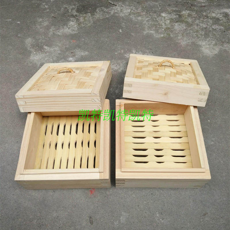 正方形蒸笼 直角木质笼小笼包饺子蒸虾点心海鲜鲍鱼蒸笼商用笼屉