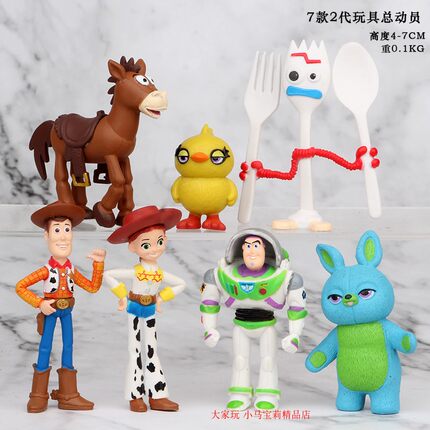 玩具总动员4巴斯光年胡迪翠丝小鸭兔子玩具7款儿童礼物蛋糕饰品