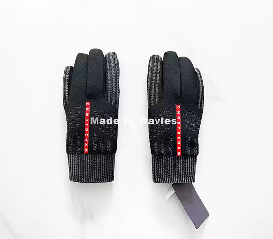 Dvsclk Black Sports Prd Winter Knitted Linea Rossa Logo Printed Ski Gloves to Heattech