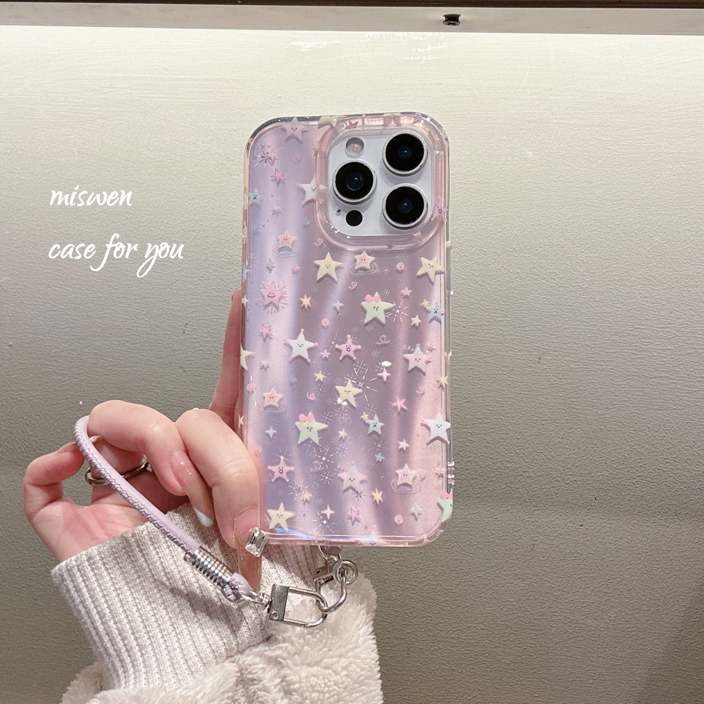 粉底星星表情适用苹果iPhone17promax手机壳iPhone16女款14可爱iPhone15高级13防摔闪闪系列17pro新款哇塞Ins