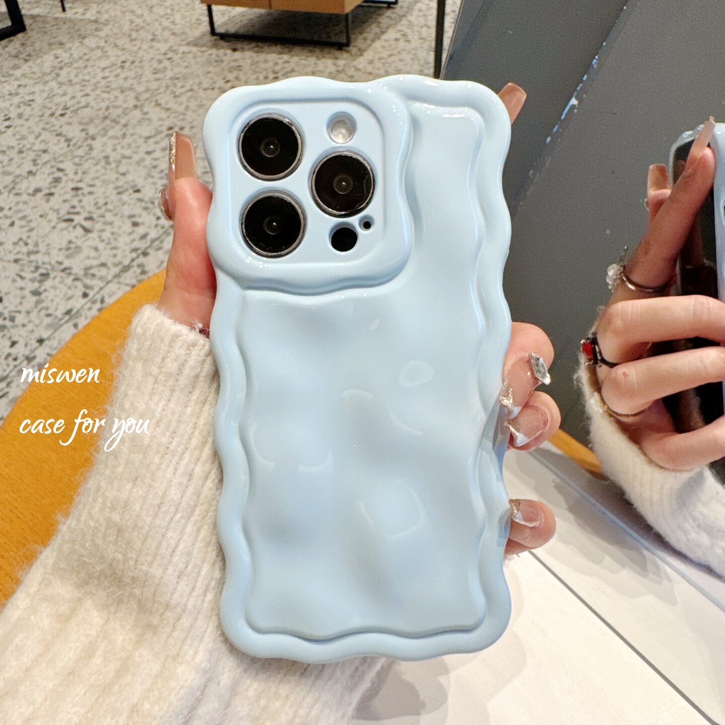 超火简约纯色陨石适用苹果16手机壳iphone17promax波浪纹立体女款15pro全包防摔高级感14pro软胶创意13简约款