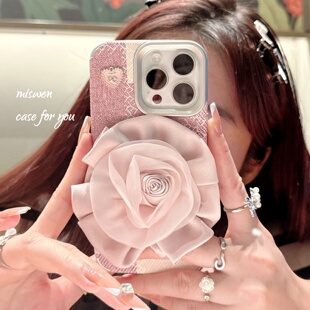 苹果17ProMax手机壳个性 13手机套全包防摔套12潮流 立体花朵iphone15pro小众高级感16漂亮14奢华17pro适用女款