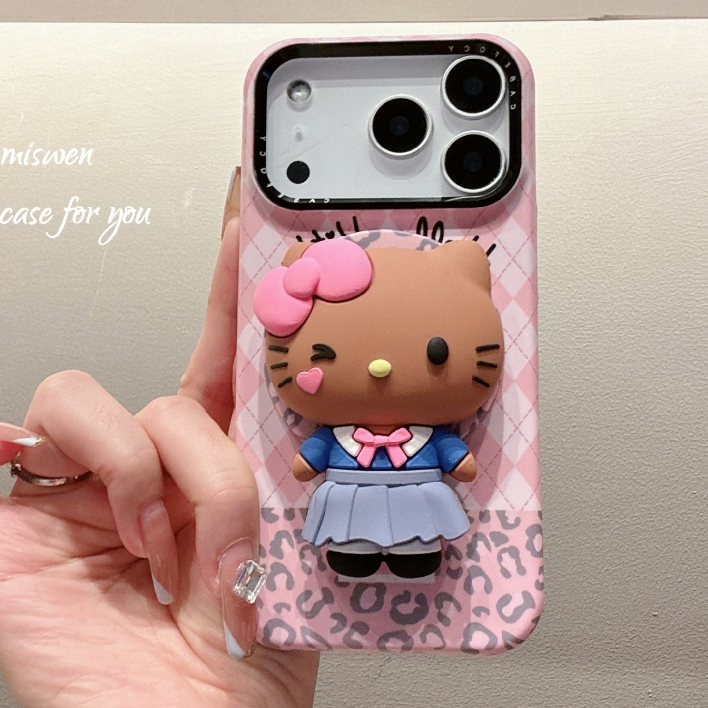 ins个性粉色豹纹kitty猫磁吸支架适用于iphone17promax手机壳苹果16保护套14少女13女款15pro高级感max手机套
