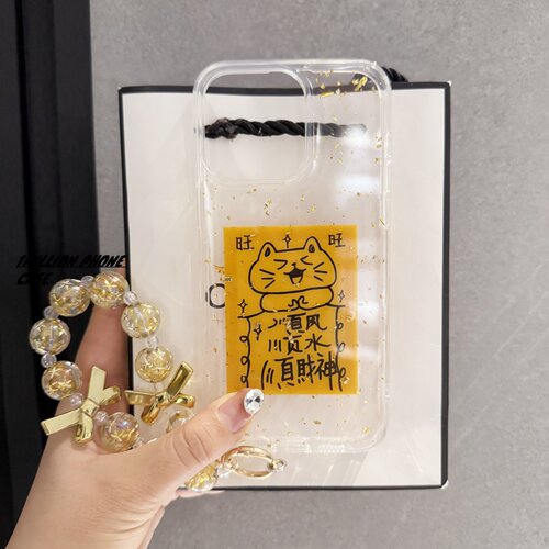 适用苹果iPhone17promax手机壳新款17顺风顺水猫咪17pro金箔新年16高级感15pro全包防摔14透明13硅胶小众女款