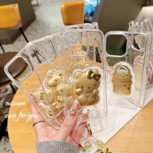 13创意招财猫潮 14时尚 2026新年款 马年手机壳适用于iPhone17promax滴胶苹果16pro金箔17马上有钱15Pro透明女款