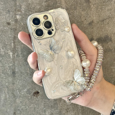 适用苹果16Promax手机壳新款iPhone系列15Pro立体蝴蝶外壳2025女款奢华14全包镜头防摔plus创意13p时尚个性12