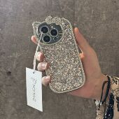 滴胶银闪粉亮片kt猫适用17pro苹果16promax手机壳新款 iPhone15pro高级镜头全包12防摔13pro网红14手提链条女