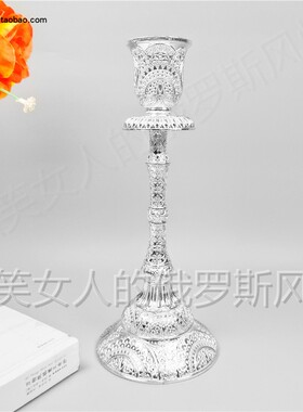 特价俄罗斯R3银锡金属蜡烛台单头圆底皇标志全亮银白色单只装中号