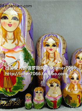 特价罗斯R4原产实木套娃7层绿野骑射淡紫色陶瓷效果烤漆椴木精美