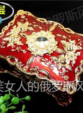 俄罗斯长方形向日葵圆钻首饰盒