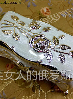 俄罗斯中号银白色我爱你首饰盒