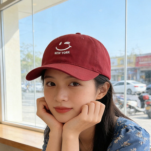 百搭帽子笑脸英文刺绣棒球帽遮阳帽ins时尚户外游玩骑行遮防晒帽