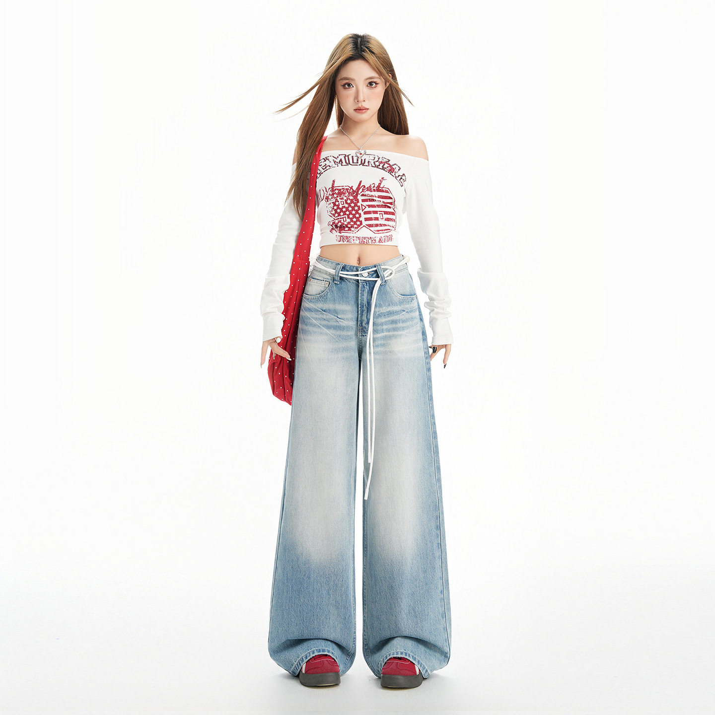 2026年新款复古阔腿牛仔裤女春秋宽松显瘦微喇叭直筒拖地裤子