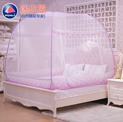 Nhà lưới chống muỗi mini hộ gia đình vuông hàng đầu lắp đặt miễn phí đôi yurt dây kéo gấp lưới chống muỗi 1,5m1,8 m 2 m giường - Lưới chống muỗi