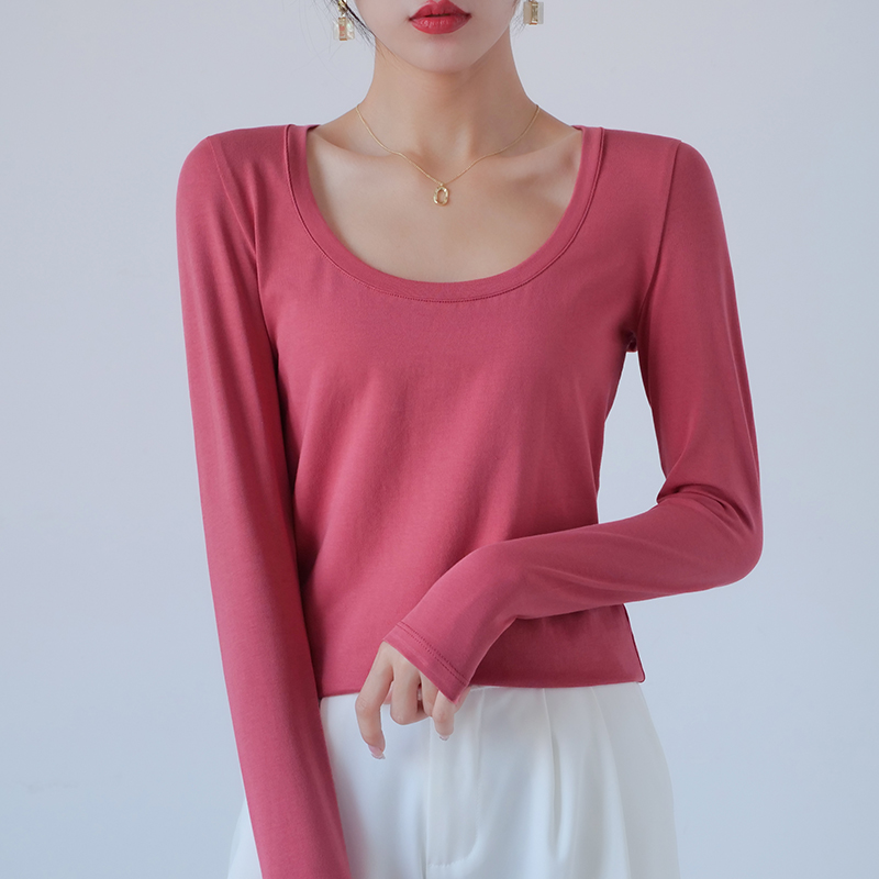 树梅红薄款精梳棉减龄洋气长袖
