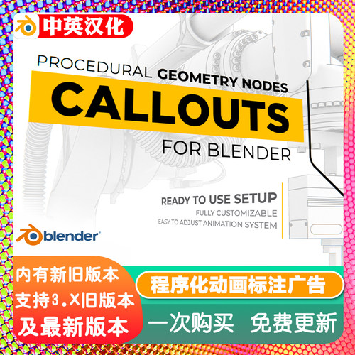 Blender预设 Procedural Callouts 程序化动画标注介绍演示广告
