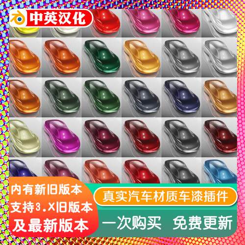 blender插件中文 Carpaint Collection 超现实汽车着色器车漆材质