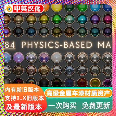 blender插件中文 Material Lab 一键超强汽车材质金属车漆资产库