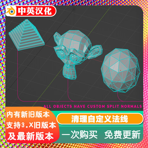 Blender插件Helper Ops 1.05清理自定义法线拆分法向修复硬边着色