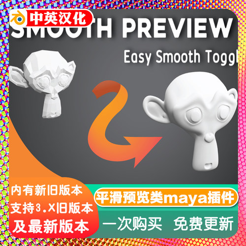 Blender插件 Smooth Preview 1.2 平滑预览类maya插件3对象细分