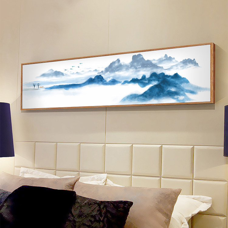 1124新中式客厅装饰画卧室床头画现代简约手绘山水抽象画餐厅壁画