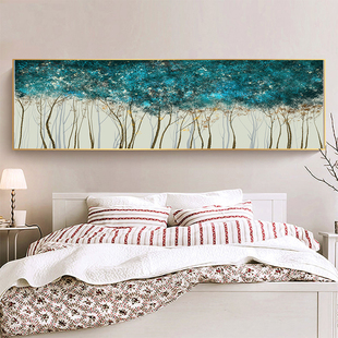 1480招财树发财树复古风欧式 饰画抽象挂画 卧室床头画沙发背景墙装