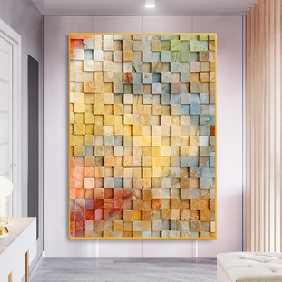 玄关入户走廊肌理感挂画客厅抽象装饰画几何酒店公寓餐厅床头壁画