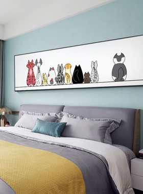 2988客厅装饰画现代简约沙发背景画儿童卧室床头横幅卡通动物挂画