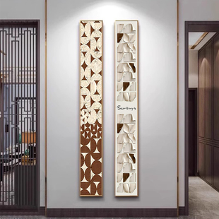客厅装饰画极细窄长条挂画侘寂风肌理高级感入户玄关走廊过道壁画
