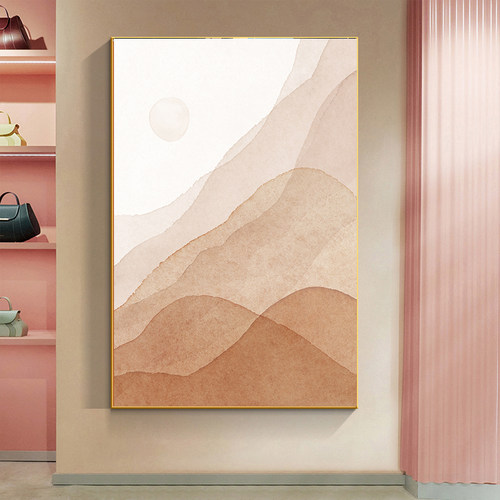 侘寂风客厅装饰画高级感奶油抽象