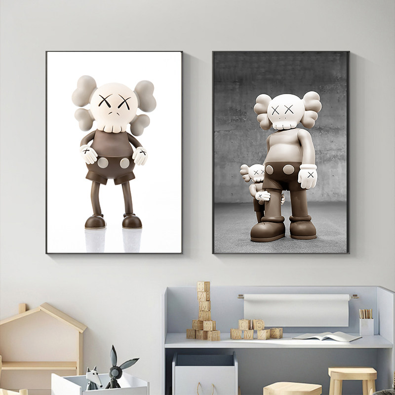 卡通熊装饰画客厅直播卧室公仔