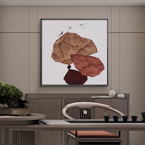 新中式装饰画现代简约客厅壁画餐厅创意背景墙画书房水墨石头挂画 - 封面