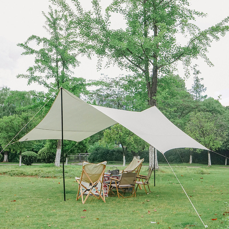 夏诺多吉户外六角蝶形大型天幕210D防雨防晒涂银沙滩云栖遮阳篷
