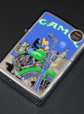 原装正品Zippo打火机-绝版收藏-1998年Camel骆驼乔骑哈雷摩托