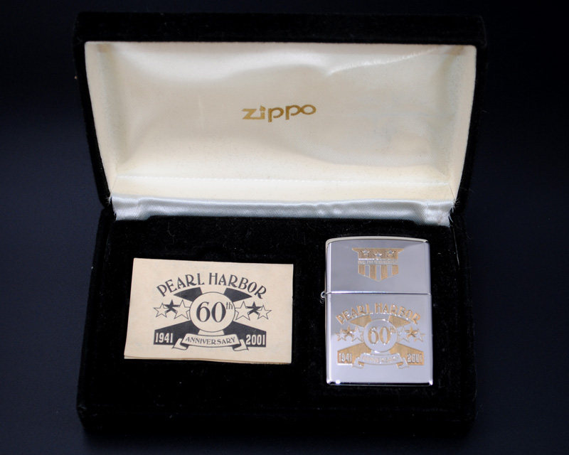 原装正品zippo打火机-绝版收藏-2000年镀银鎏金珍珠港60周年纪念