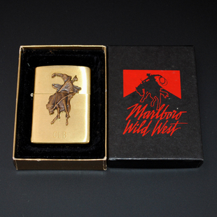 收藏 原装 绝版 Zippo打火机 1992年纯铜万宝路驯马有刻字 正品