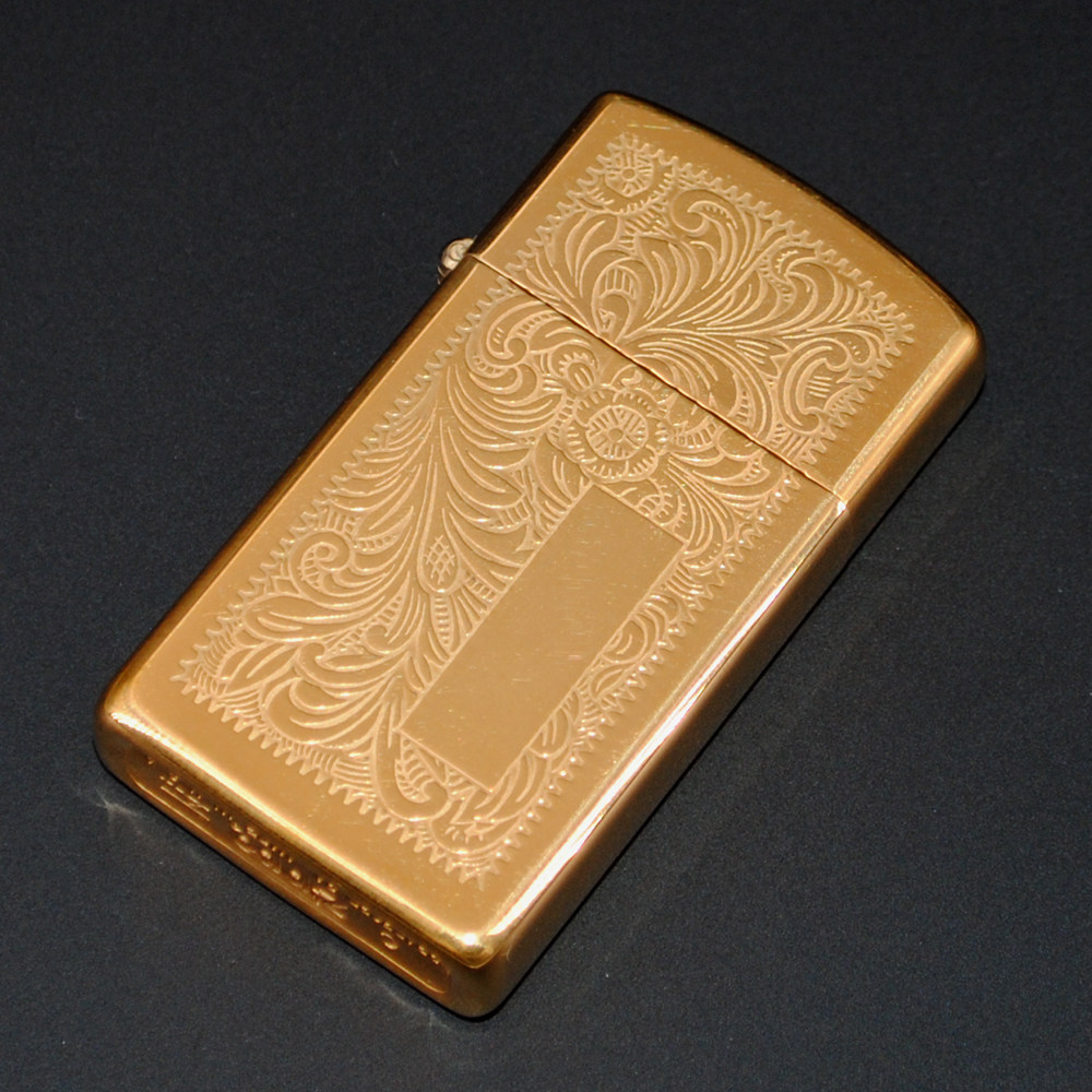 原装正品Zippo打火机-收藏-1996年纯铜威尼斯花纹纤巧窄机