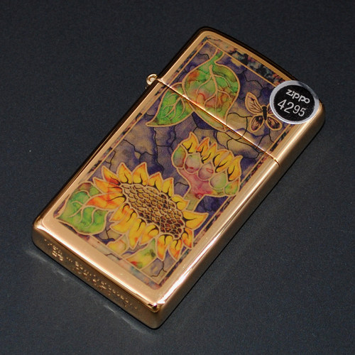 Zippo向日葵纯铜纤巧打火机