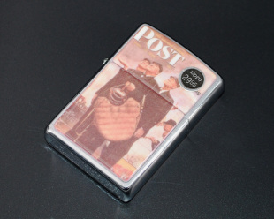 收藏 原装 绝版 Zippo芝宝打火机 2002年星期六晚报树脂贴章 正品