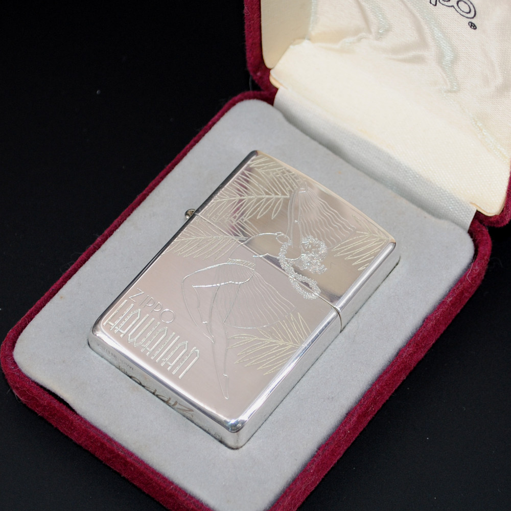 原装正品Zippo打火机-精品收藏-1992年纯银斜底夏威夷女郎