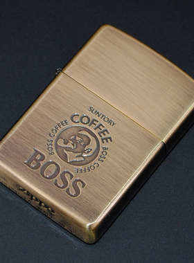 原装正品Zippo打火机-绝版收藏-1995年熏铜蚀刻三得利BOSS咖啡