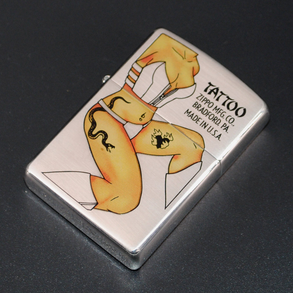 原装正品Zippo打火机-绝版收藏-2005年日版镀银纹身女郎