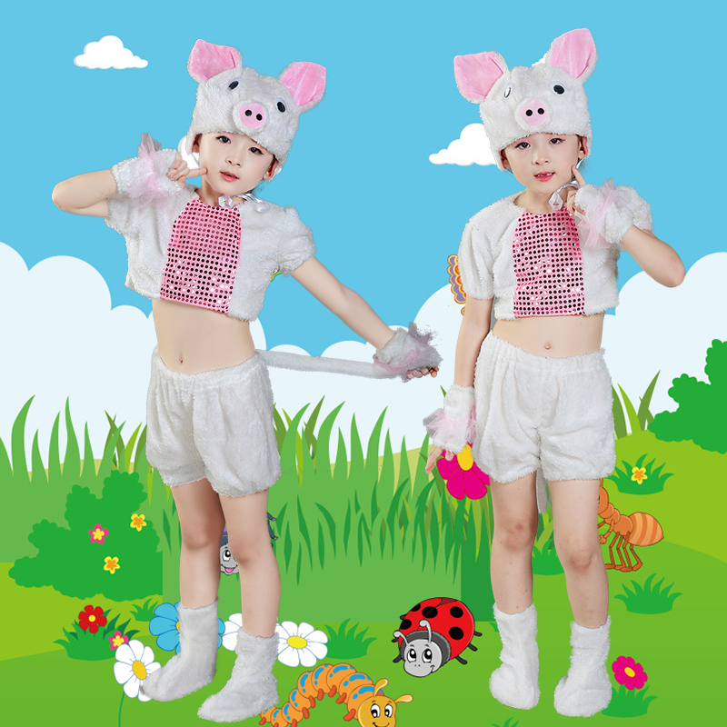 处理三只小猪儿童动物服演出服幼儿园六一快乐的小猪幼儿表演服