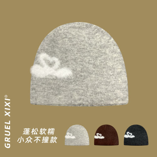 秋冬羊毛针织帽女保暖显脸小